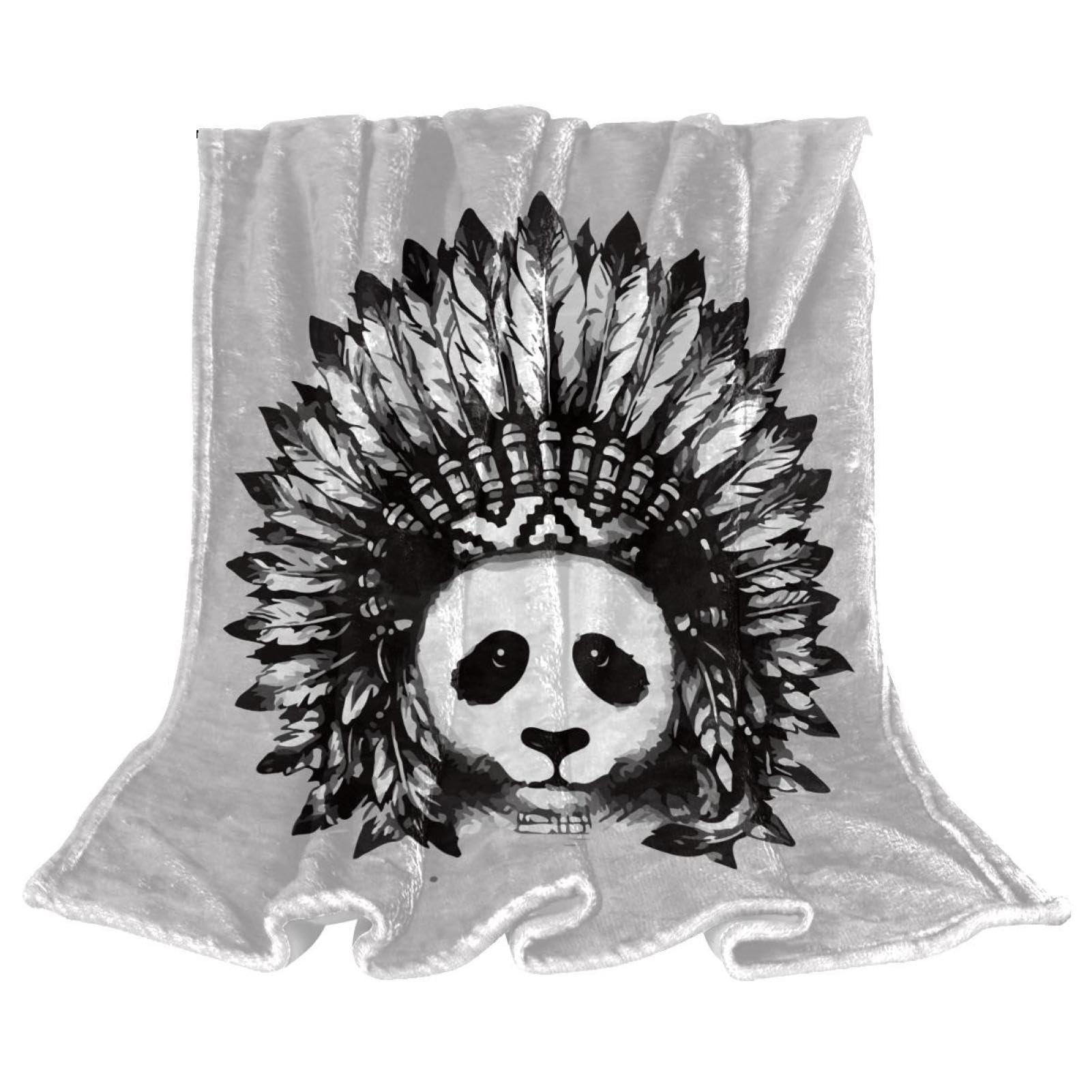 Couverture polaire panda haute qualité plaid chaud finitions soignées 150x130