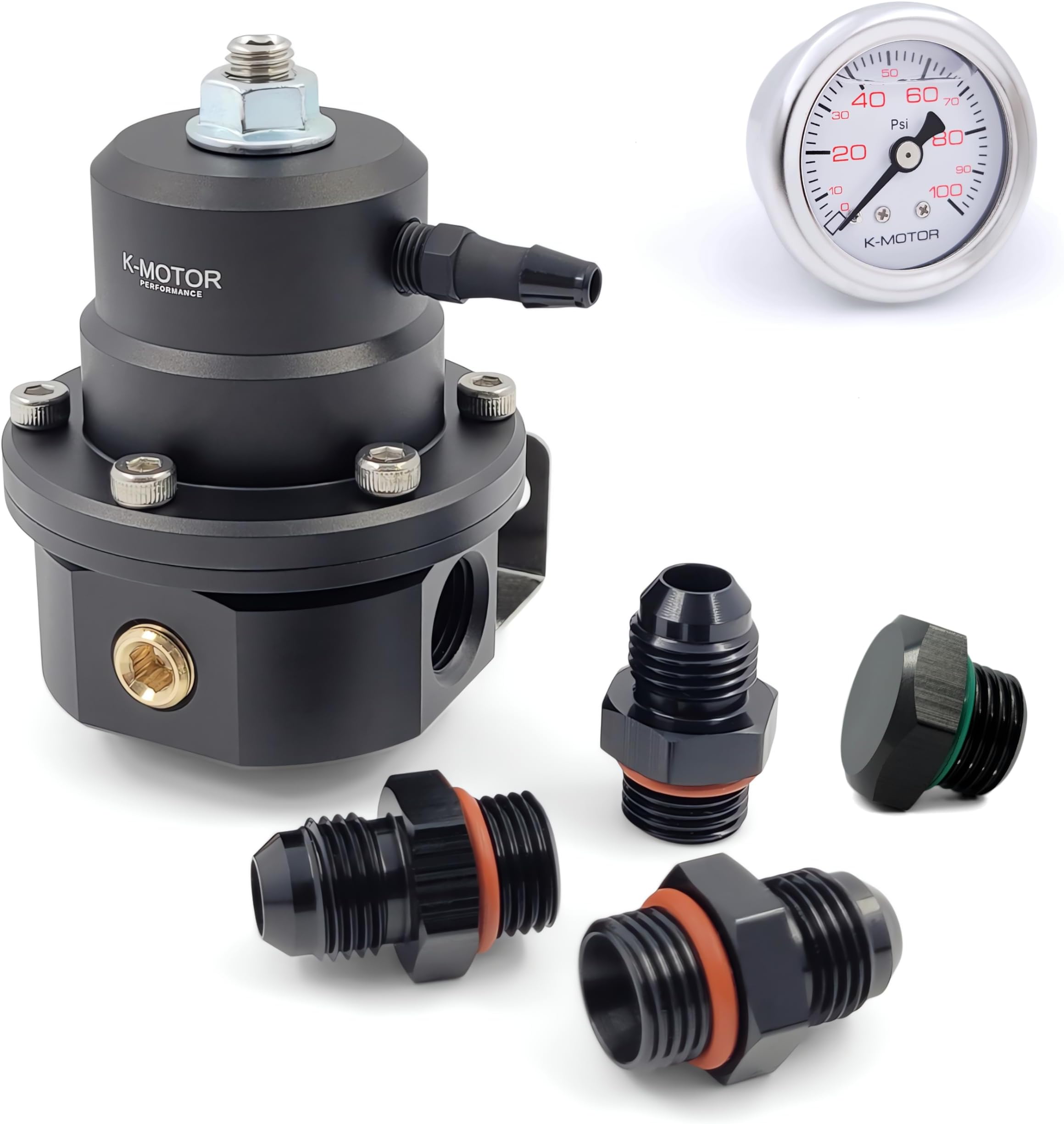 6AN Fuel Pressure Regulator Kit - Adjustable Universal with Return Port K-MOTOR PERFORMANCE
