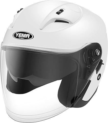 Miniatura 2 de Casco abierto para motocicleta, YEMA YM-637 aprobado por DOT, medio casco 34 con visera solar para adultos, hombres y mujeres