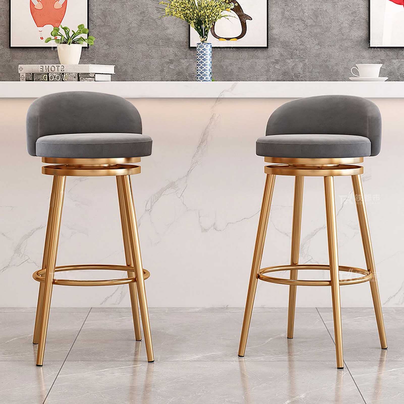 Chaise de salle à manger pivotante et tabouret de bar en métal avec dossier confortable