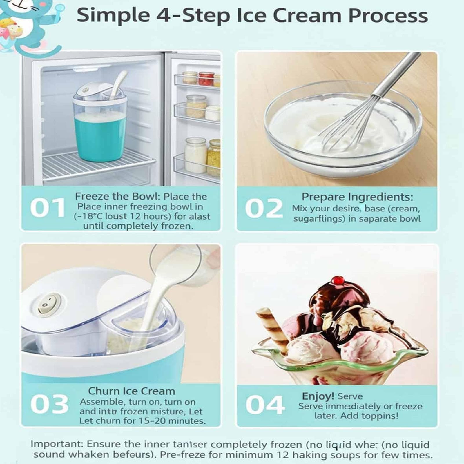 Piccola macchina per gelato domestica, mini gelatiera elettrica da 17oz per fai-da-te, rapida in 15 minuti, mini gelatiera per porzione singola, macchina elettrica personale e per sorbetto e yog blue