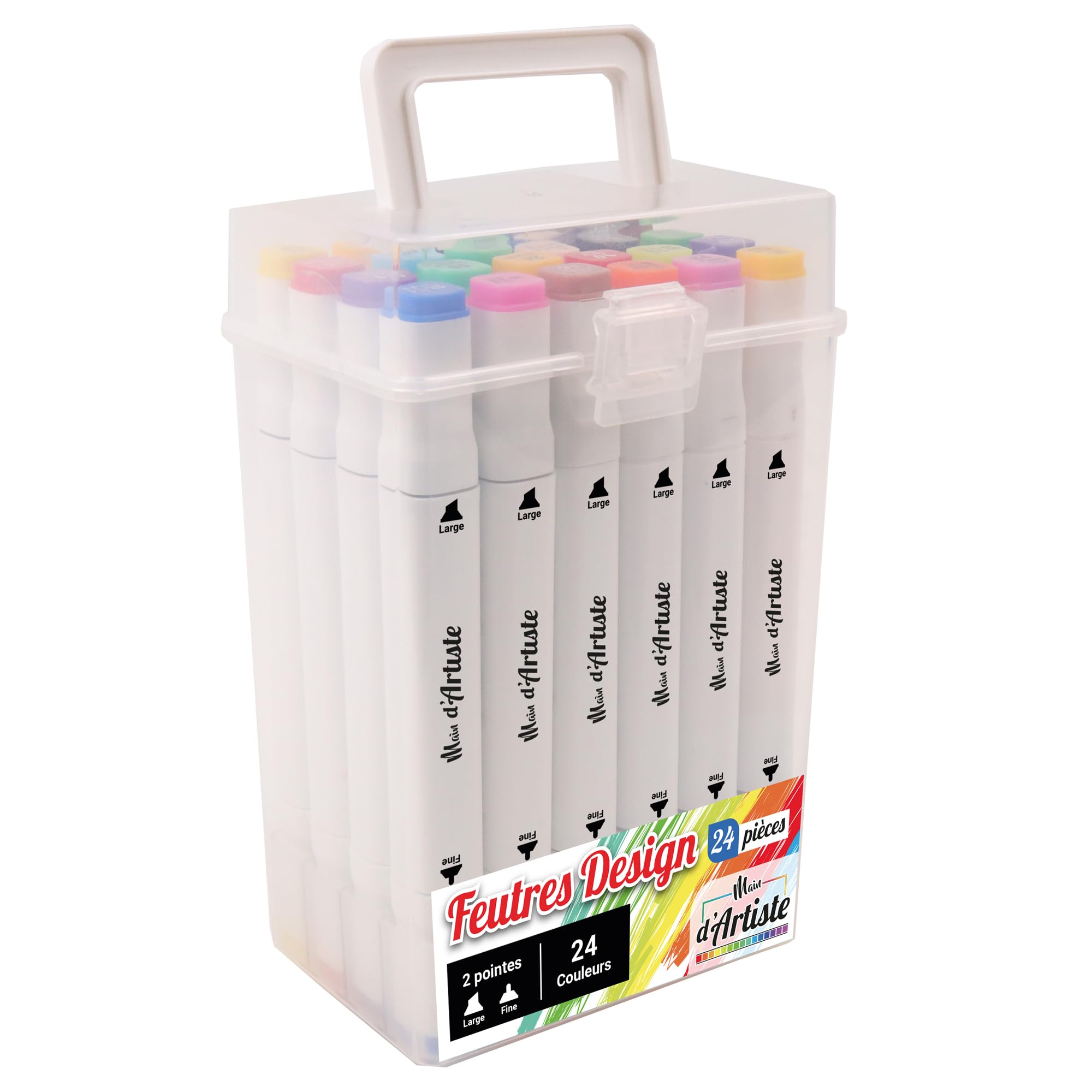 MAIN D'ARTISTE - 24 Marqueurs à Alcool Double Pointe - Loisir Créatif - 030796 - Feutres - Multicolore - Couleurs - Activités Manuelles - Art - Adultes - Enfants - Marker