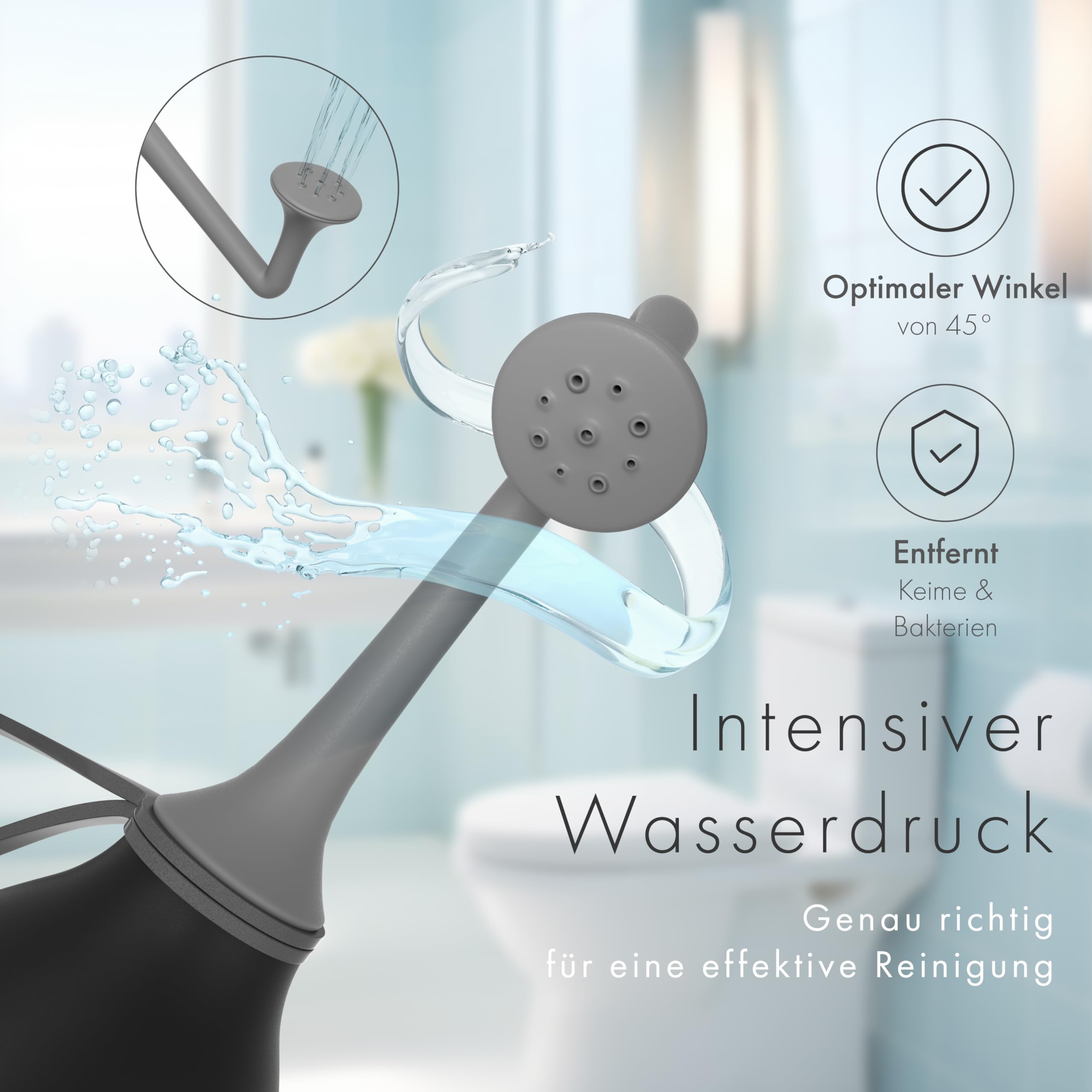 przenośny bidet, oszczędza papier, zastępuje wilgotne chusteczki, sprawdzi się w podróży, zrównoważony i estetyczny prysznic okolic intymnych
