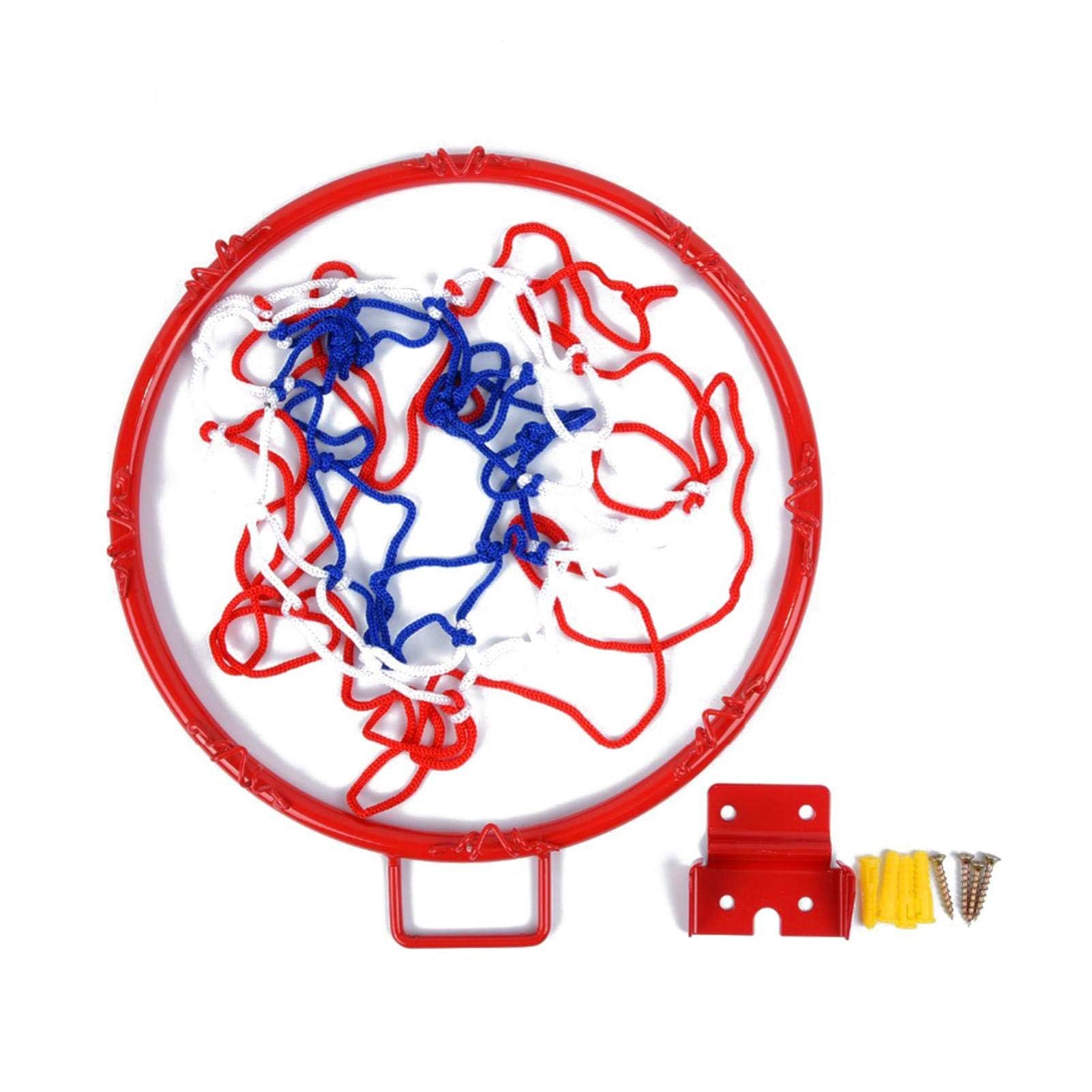 Basketballkorb Wandmontage, Basketballring für Kinder mit Netzschraube, Basketball Korb für Drinnen und Draußen, Durchmesser 32 cm, Metall