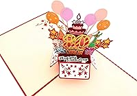 Vista 3 de iGifts And Cards Tarjeta de felicitación emergente 3D con caja de fiesta de cumpleaños número 80, increíble, globos, único, celebración, feliz