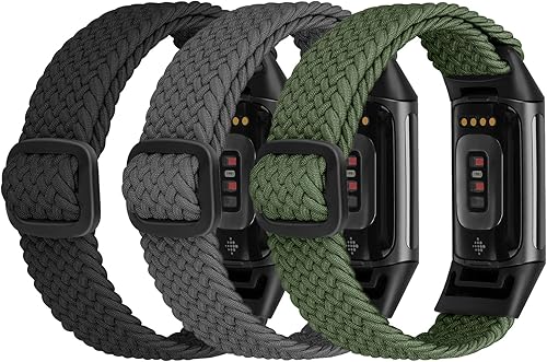 Ecogbd Elastisches Nylon Ersatzarmband kompatibel mit Fitbit Charge 5 Armband, W