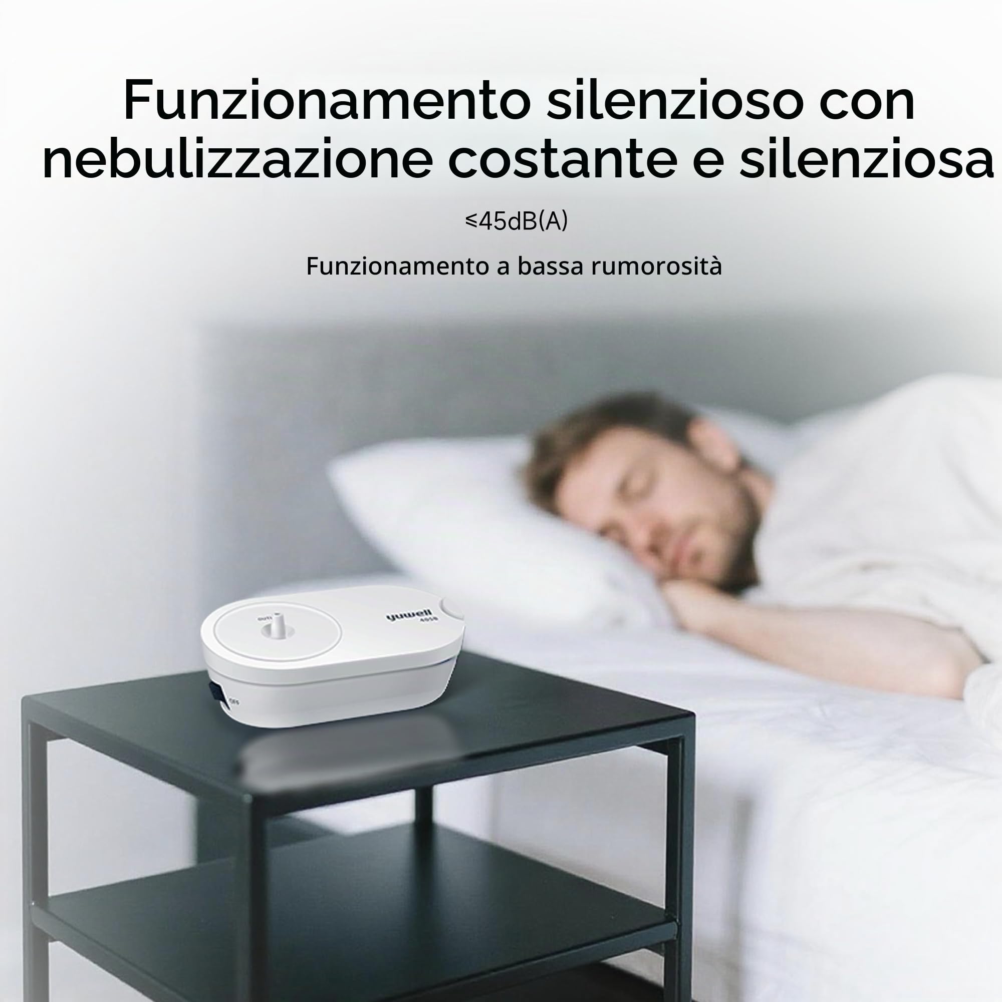 yuwell Aerosol con Tecnologia ad Aria Compressa Mediante Compressore, Design Leggero e Portatile, per il Trattamento delle Vie Respiratorie, Adatto per Adulti e Bambini, Facile da Pulire (405B)