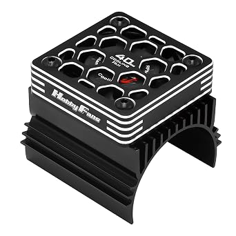 40mm RC Cooling Fan with Heat Sink and Metal Cover RC Electric Motor Fan with Heatsink for 1/8 RC Car 4074 4274 1515 1512 Motor, Black