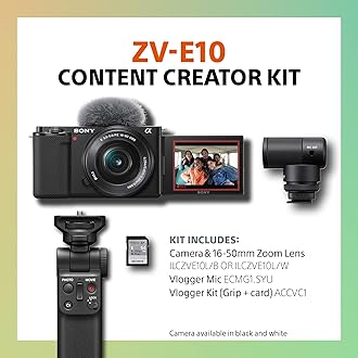 Sony Alpha ZV-E10 - APS-C Interchangeable Lens Mirrorless Vlog Camera Kit & Content Creator Kit Black