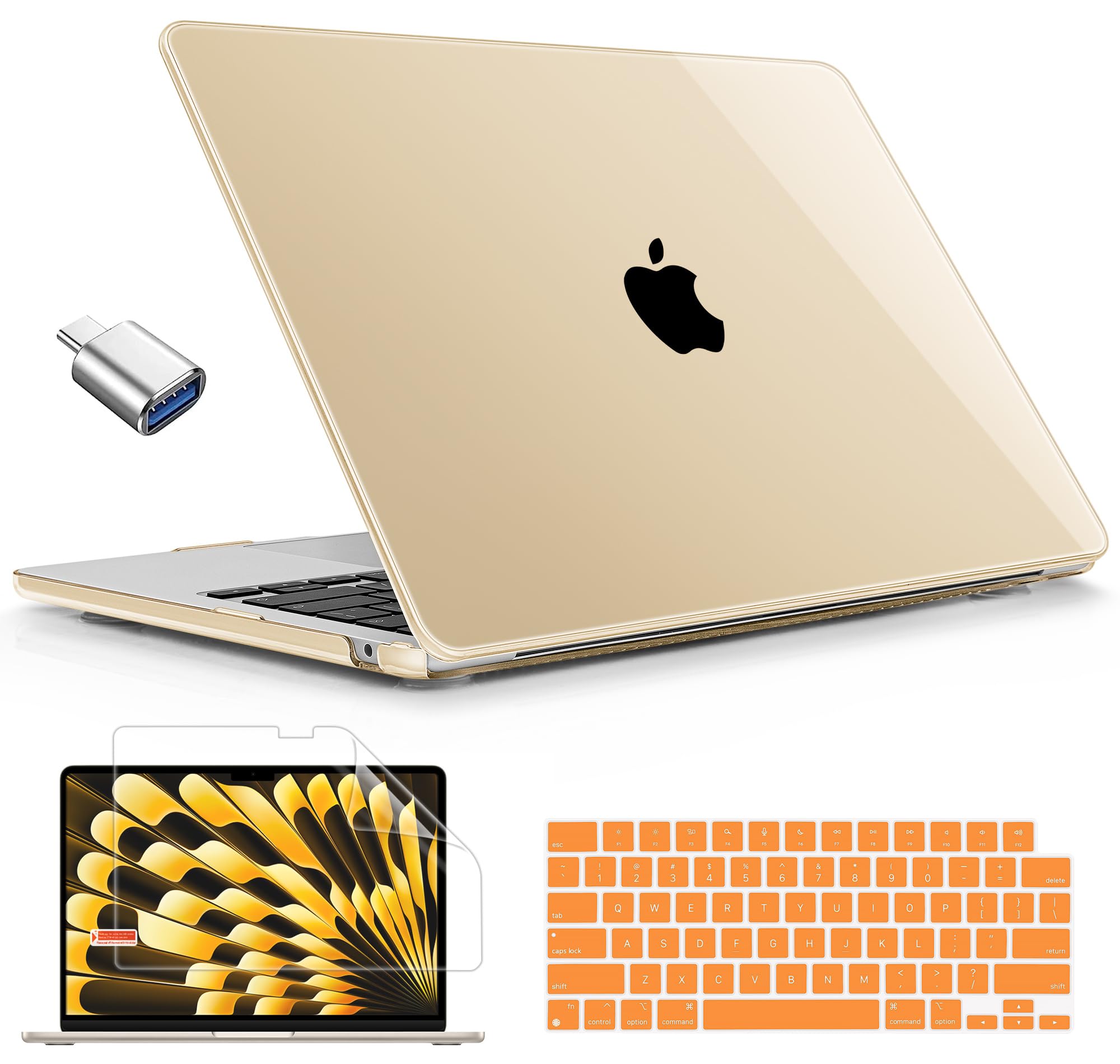 Mektron Case for MacBook Air 15 INCH 2025 M4 A3241 2024 M3 A3114 /2023 M2 A2941 Case with 15.3" Liquid Retina Display & Touch ID Cover, Plastic Hard Shell with Screen Protector, Clear Peach Fuzz