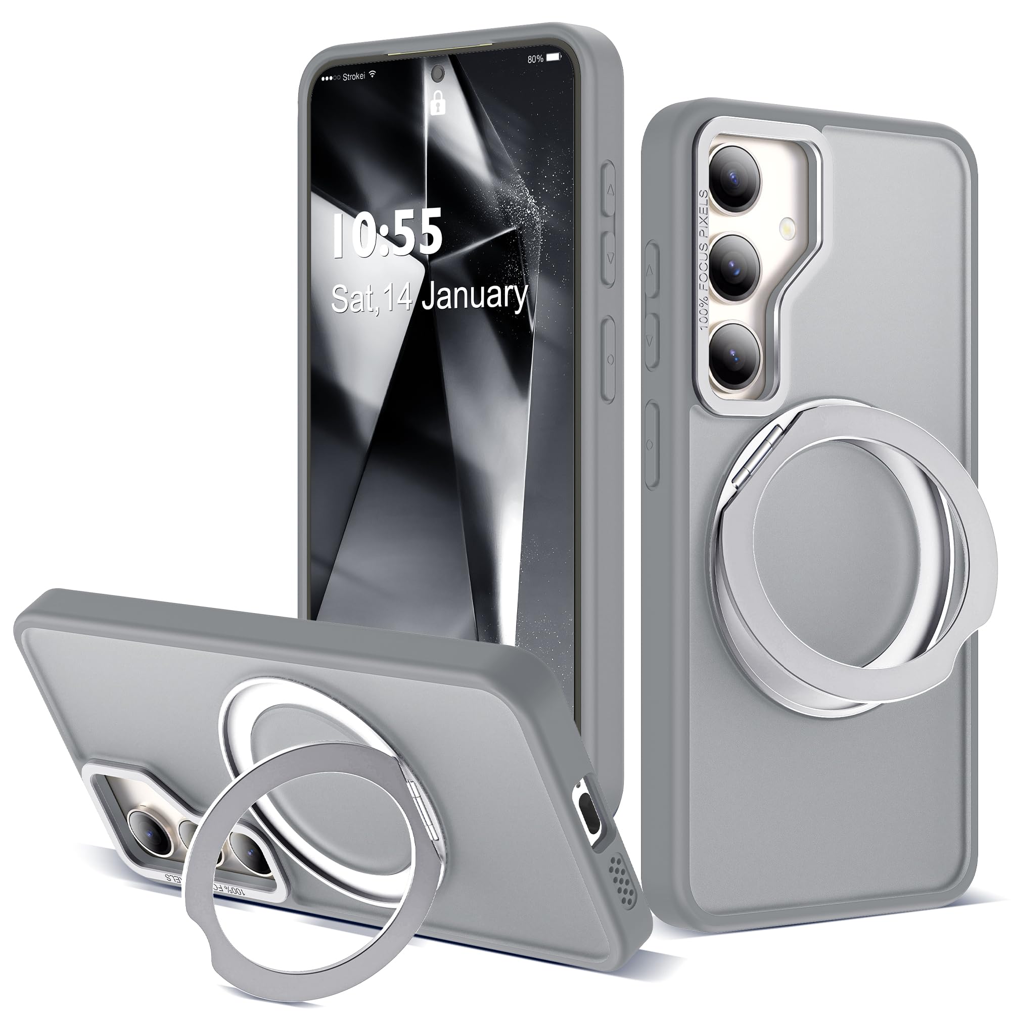 Zalinbo Compatible with Samsung Galaxy S24 Case with 360Rotatable Magnetic Ring Stand Compatible with Mag-Safe Military Protection Shockproof