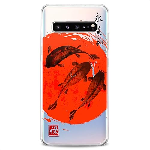 Miniatura 4 de Funda compatible con Samsung S25 S24 S23 FE S22 Plus S21 Ultra S20+ S10e Note 20 S9 Koi Fish Flexible Silicona River Clear Lake Japan Design Red