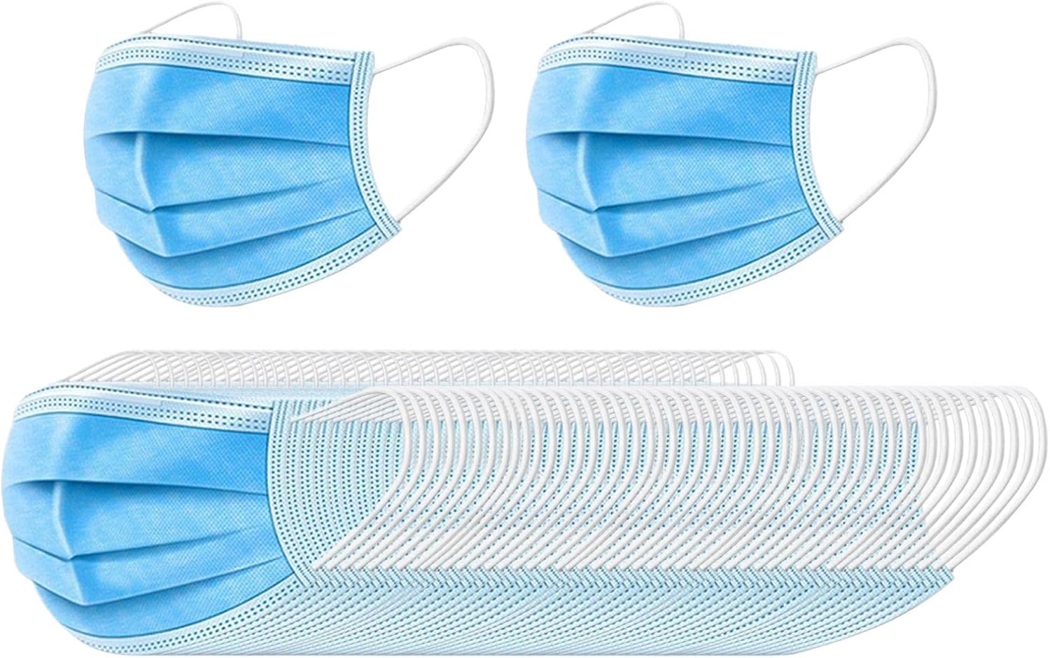 Breathable 3-Ply Disposable Face Masks, proof ion, 3 Layer Mask for Men and Women, Everyday Use, Pack of 50