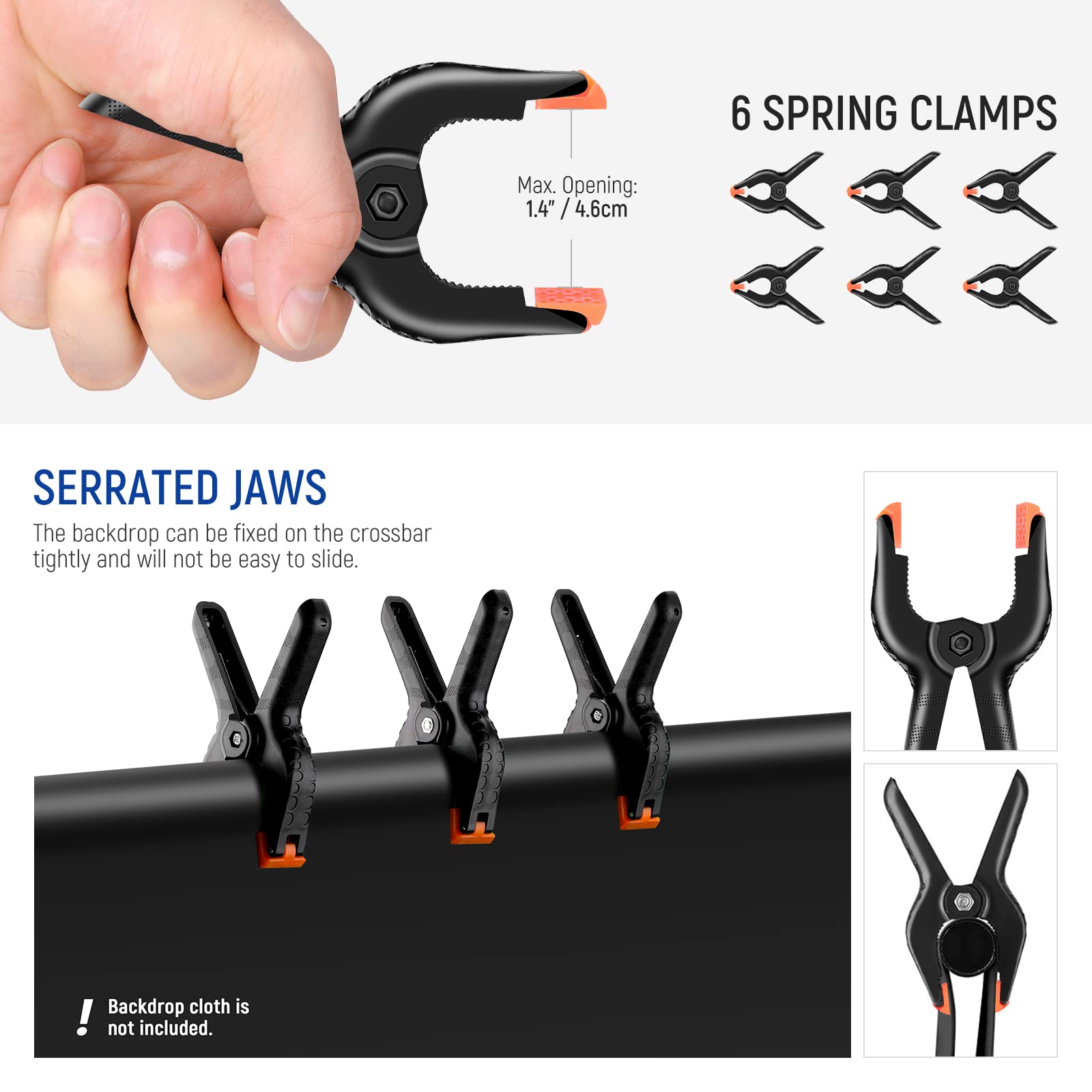 Kit Supporto Fondale 2.6x3m Neewer - Con Traverse, Clip E Borsa, Per Foto/Video - Foto 6