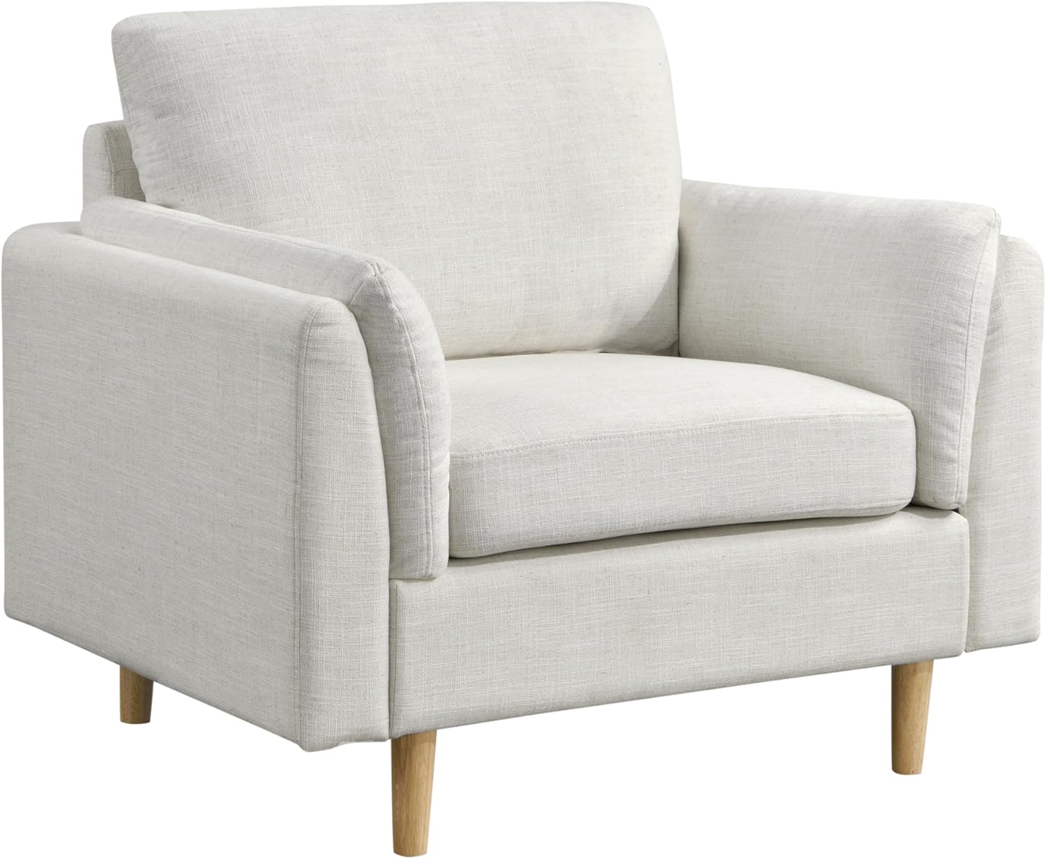 Melody 41.3" Stationary Accent Chair, Pocket Coil Comfort, Pillow-Top Wedge Arm, Woven Polyester Fabric, Cream