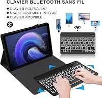 JADEMALL Xiaomi Pad 6/6 Pro 11" AZERTY Bluetooth billentyűzet tok, mágneses, háttérvilágítás, fekete 3