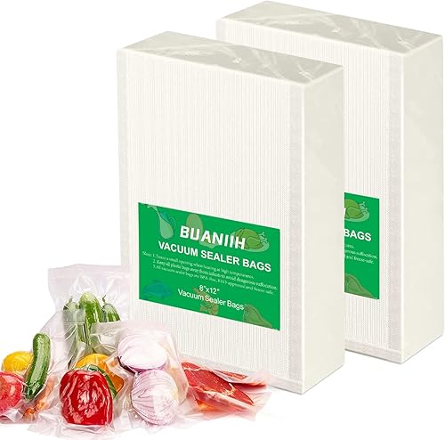 Bolsas selladoras al vacío, bolsa de almacenamiento de alimentos, 8 x 12 pulgadas, 200 cuartos de galón, prevención de pinchazos resistente, sin