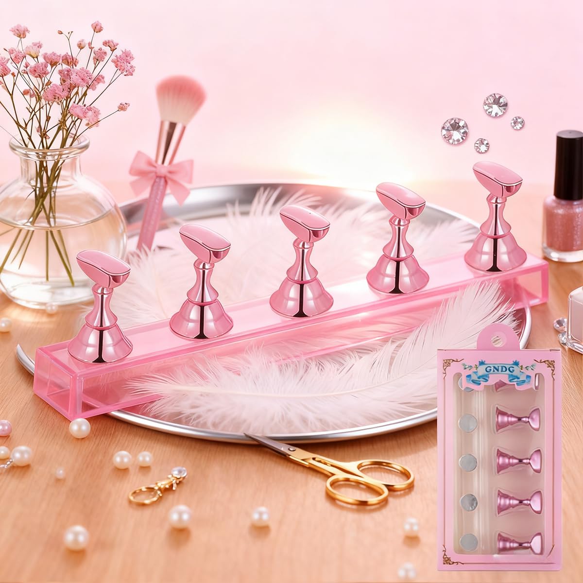 5 PCS Nail Art Tools Display Stand Magnetic Practice Holder for Fake Nails Painting Manicure Training Kit Accessories