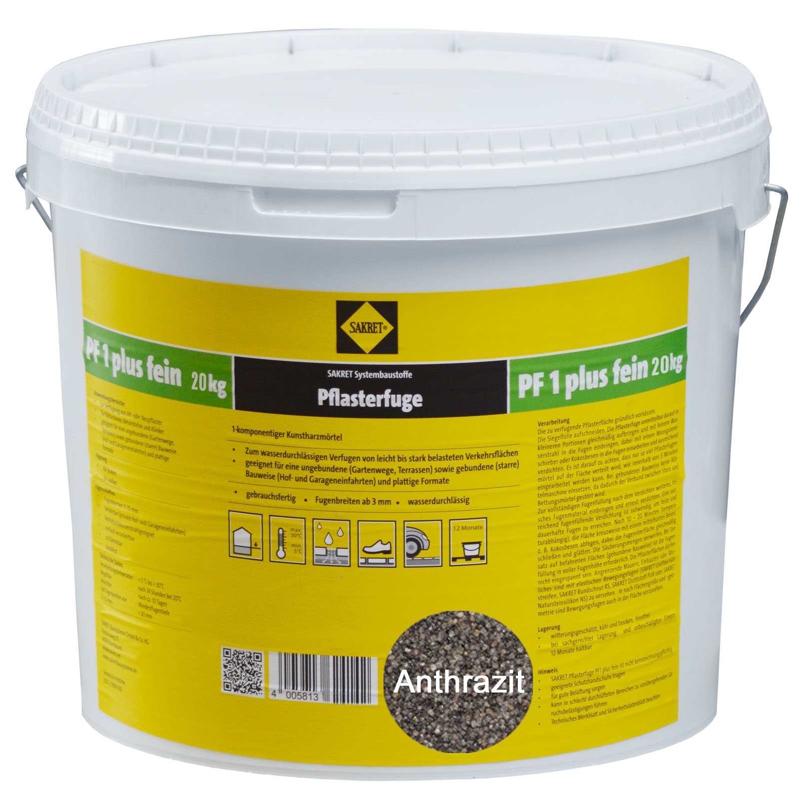 SAKRET Pflasterfugenmörtel PF1 Plus Fein 25kg in Anthrazit