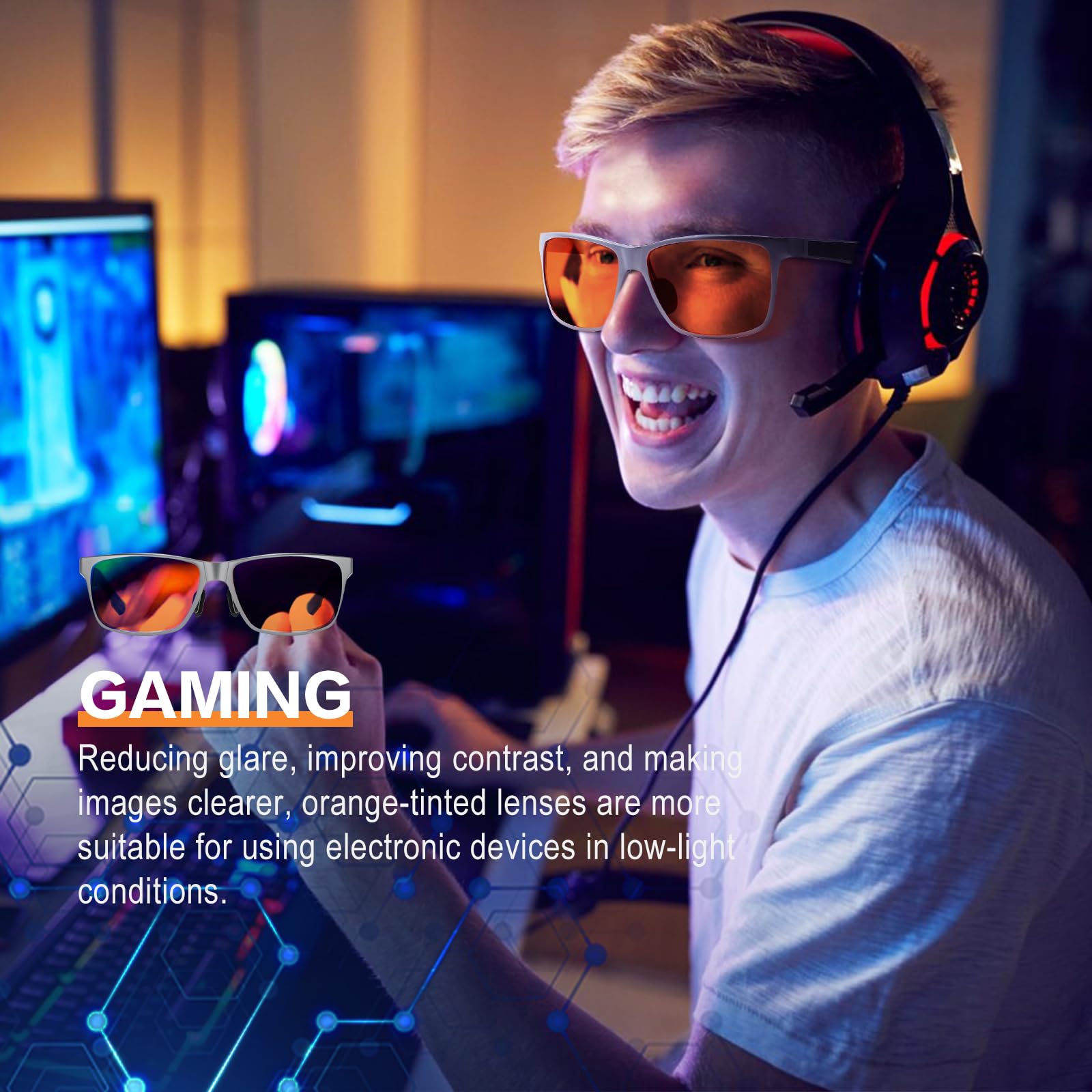Lunettes de jeu pour hommes et femmes, monture en métal