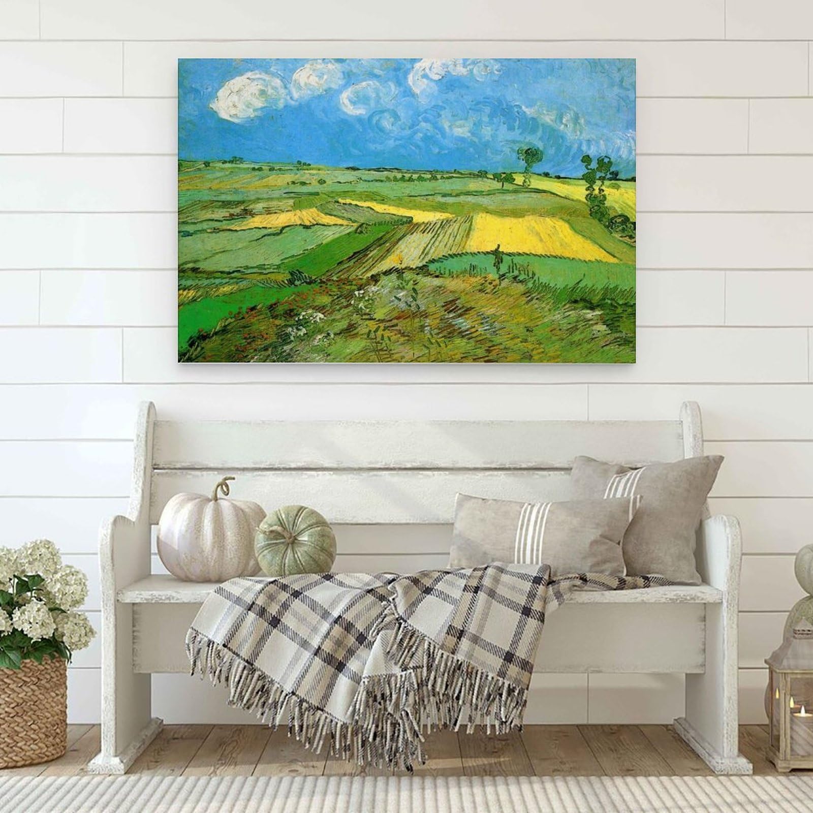 黄色い空と太陽のあるオリーブの木々 - ヴィンセント・ヴァン・ゴッホ