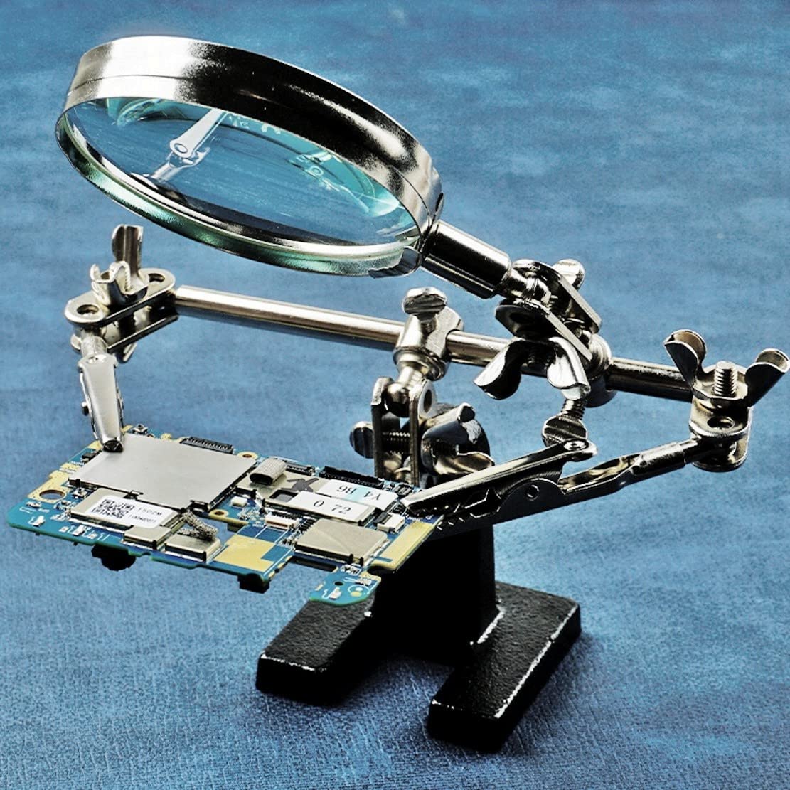 Image secondaire de JZK Loupe Mains Libres avec Clip de Crocodile + Lentille de loupe 8X, Troisième Main pour soudage et Fabrication de Bijoux