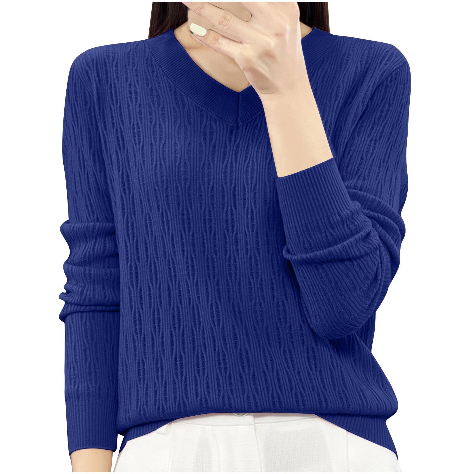 Womens Sweaters Fall Fashion Knit Sweater Casual Round Neck Pullover Lightweight Winter Long Sleeve Shirts
