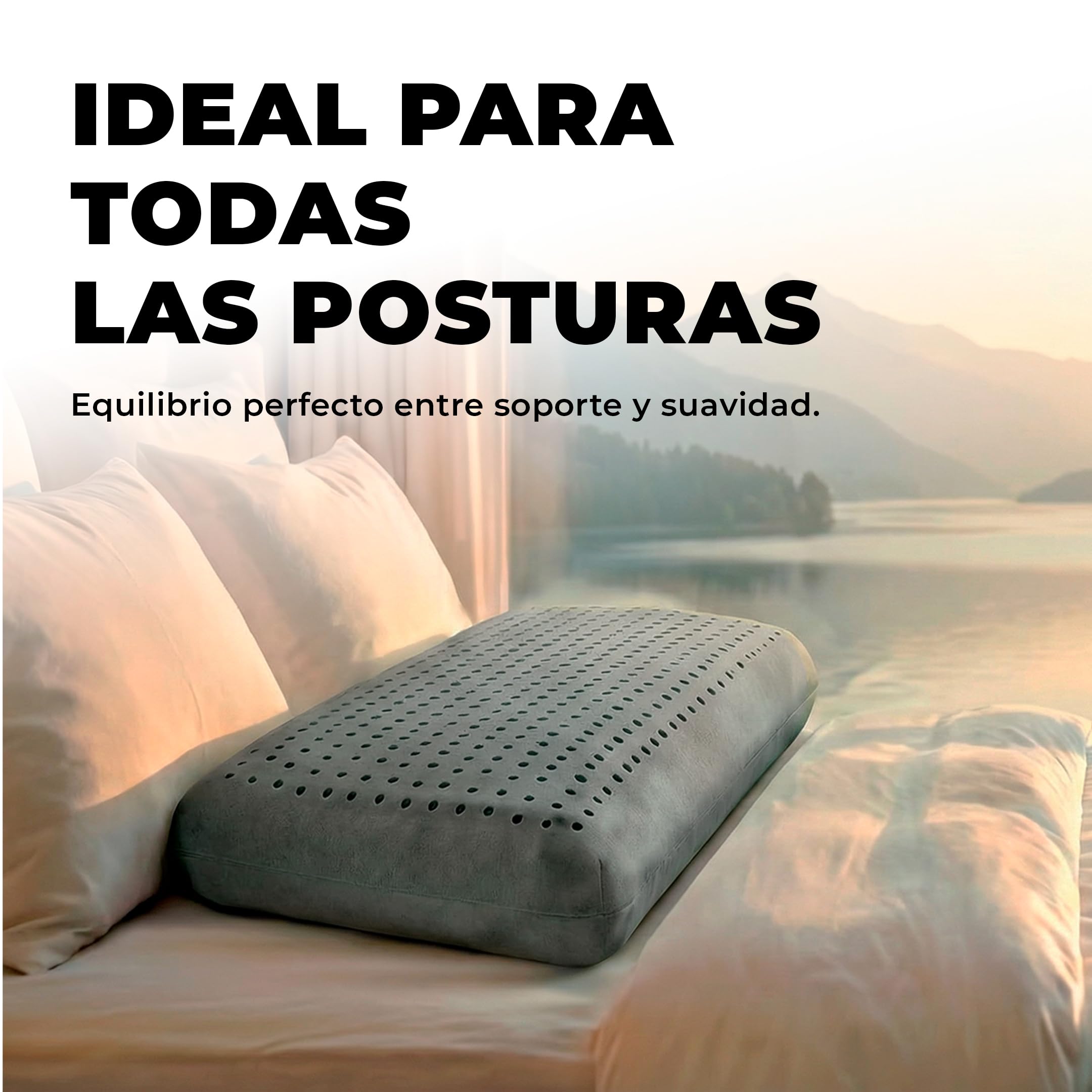 Aznar Almohada Viscoelástica Carbono Activo Firmeza Media Adaptación Cervical Transpirable Hipoalergénica Elimina Malos Olores Alivio Presión Columna Alineada Funda Extraíble Protección Cuello 135cm
