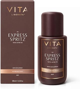 VITA LIBERATA The Express Spritz 200ml, Express Fake Tan Spray, Rapid Self Tanning Mist for Body   Tinted, Customisable & Fast Developing Glow, Long Lasting Streak-Free Finish