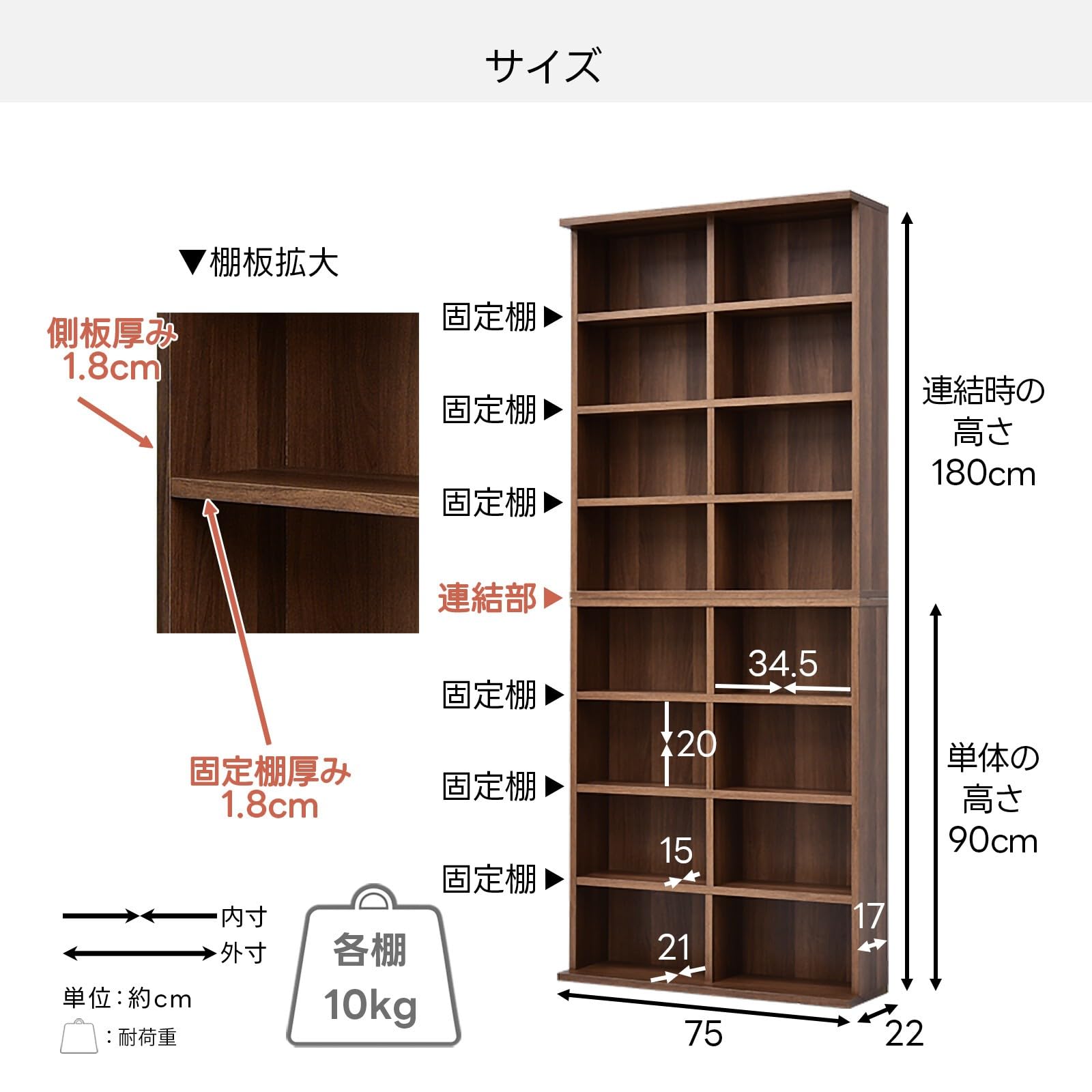 Amazon|ワイエムワールド 本棚 幅75 奥行22 高さ180 スリム 大容量 Amazon|ワイエムワールド 本棚 幅75 奥行22 高さ180 スリム 大容量