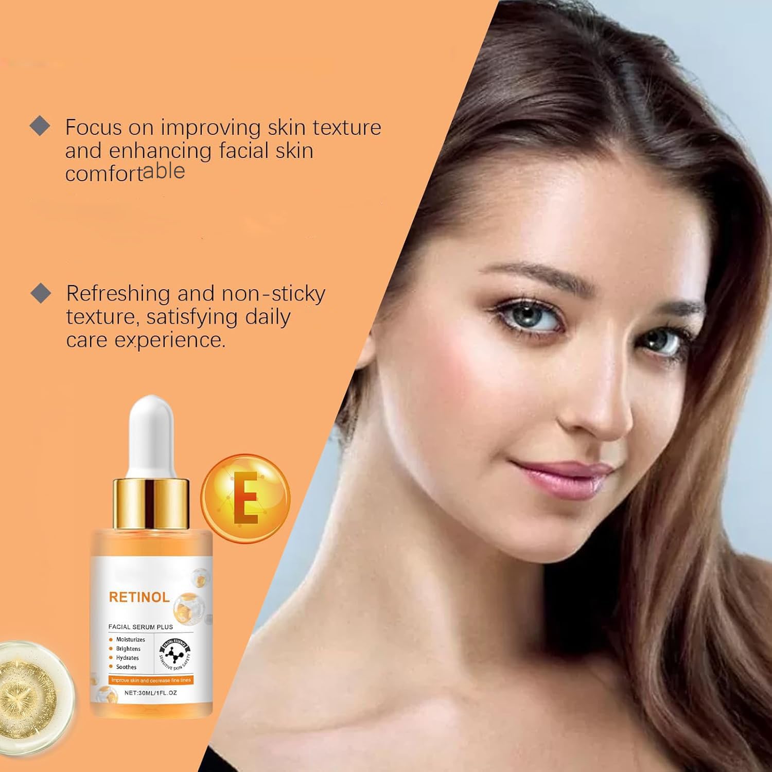 Retinolowe serum do twarzy, retinolowe przeciwstarzeniowe serum do twarzy, retinolowe serum do twarzy, retinolowe serum do twarzy, ujędrniające, nawilżające, rozjaśniające i wygładzające (6 szt.)