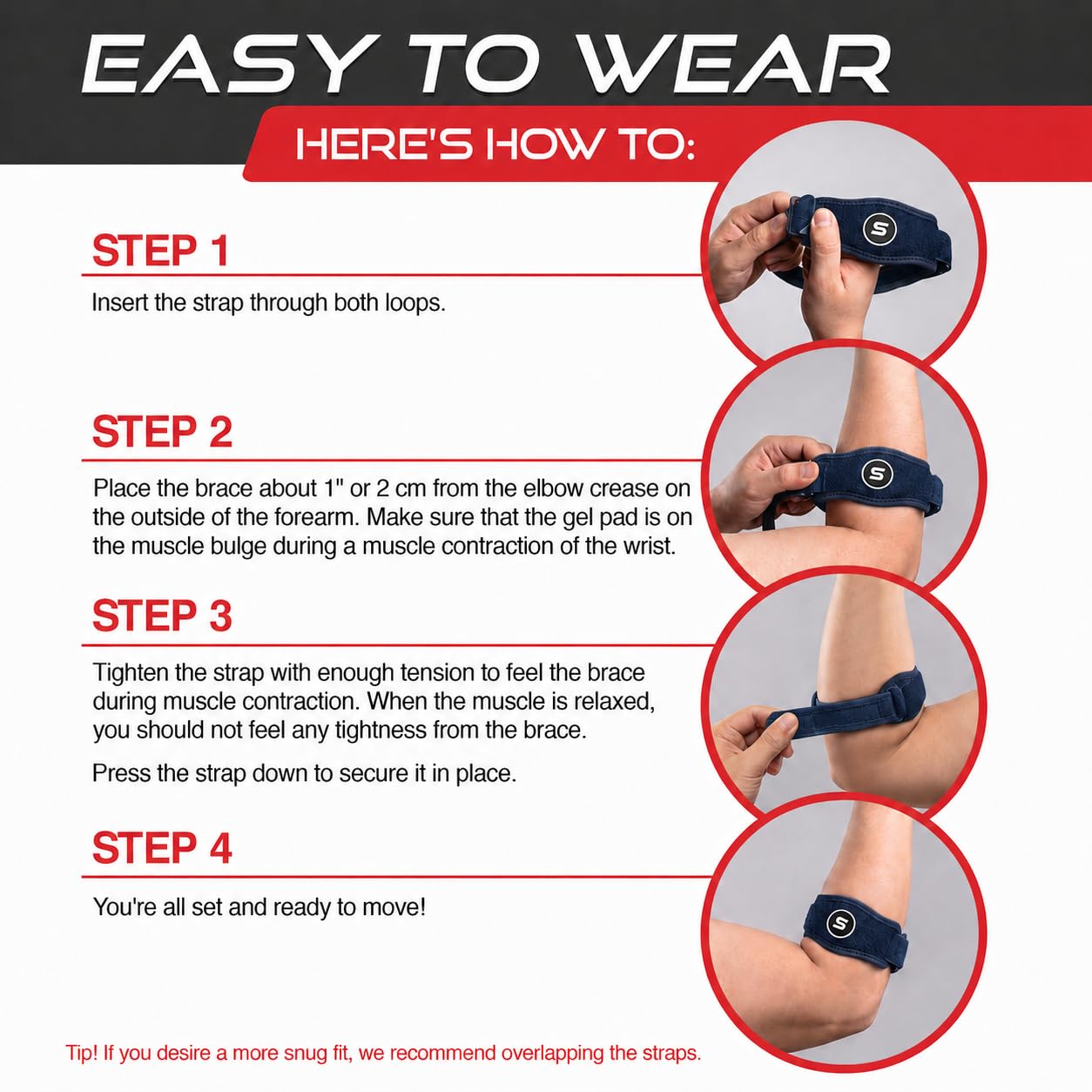 Sleeve Stars - Correa de soporte para codo de tenis, soporte de codo de golfista para hombres y mujeres, cierre de epicondilitis, banda de brazo contrafuerte para alivio y apoyo de tendinitis, con 3