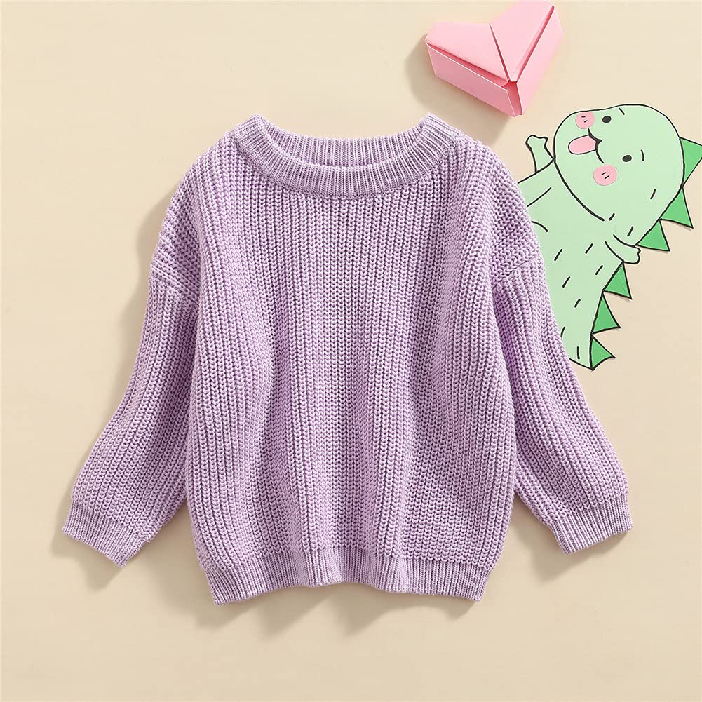 Afunbaby Suéter de punto para bebé niña y niño, sudadera cálida con cuello redondo y manga larga para bebés y niños pequeños