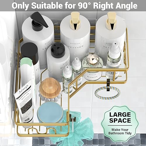 Miniatura 3 de AKTECKE Organizador de ducha de esquina para baño, estantes adhesivos para bañera, paquete de 3 estantes de ducha sin perforaciones para ducha