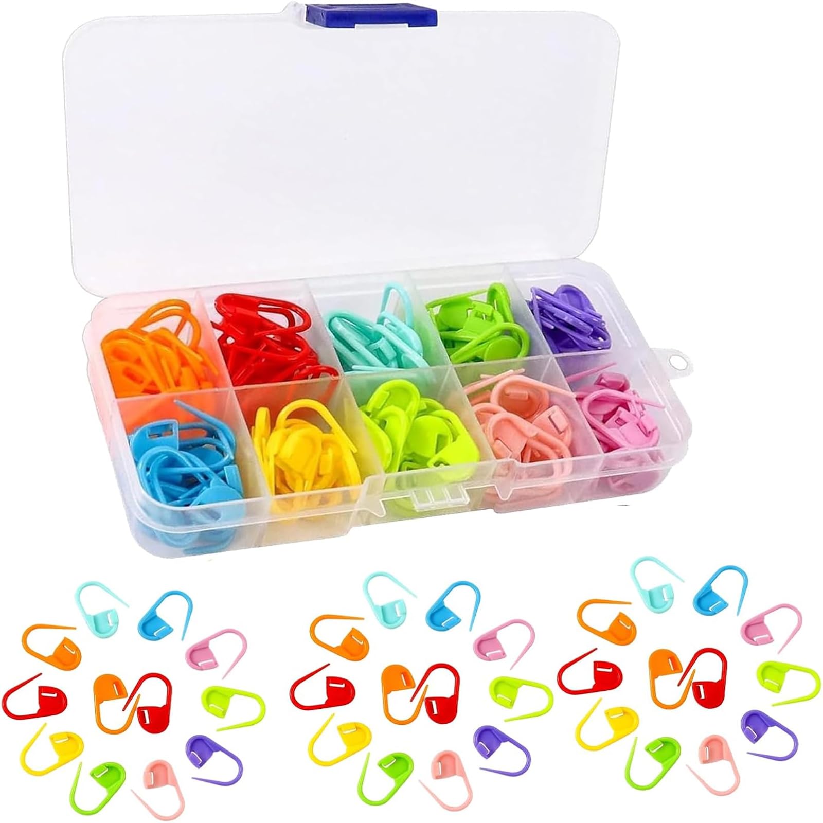 Cjkoonsa Color 150 Pcs Stitch Markers, Crochet Stitch Marker, Stitch Markers Crochet, Knitting Markers, 10 S, With Box For Crafting