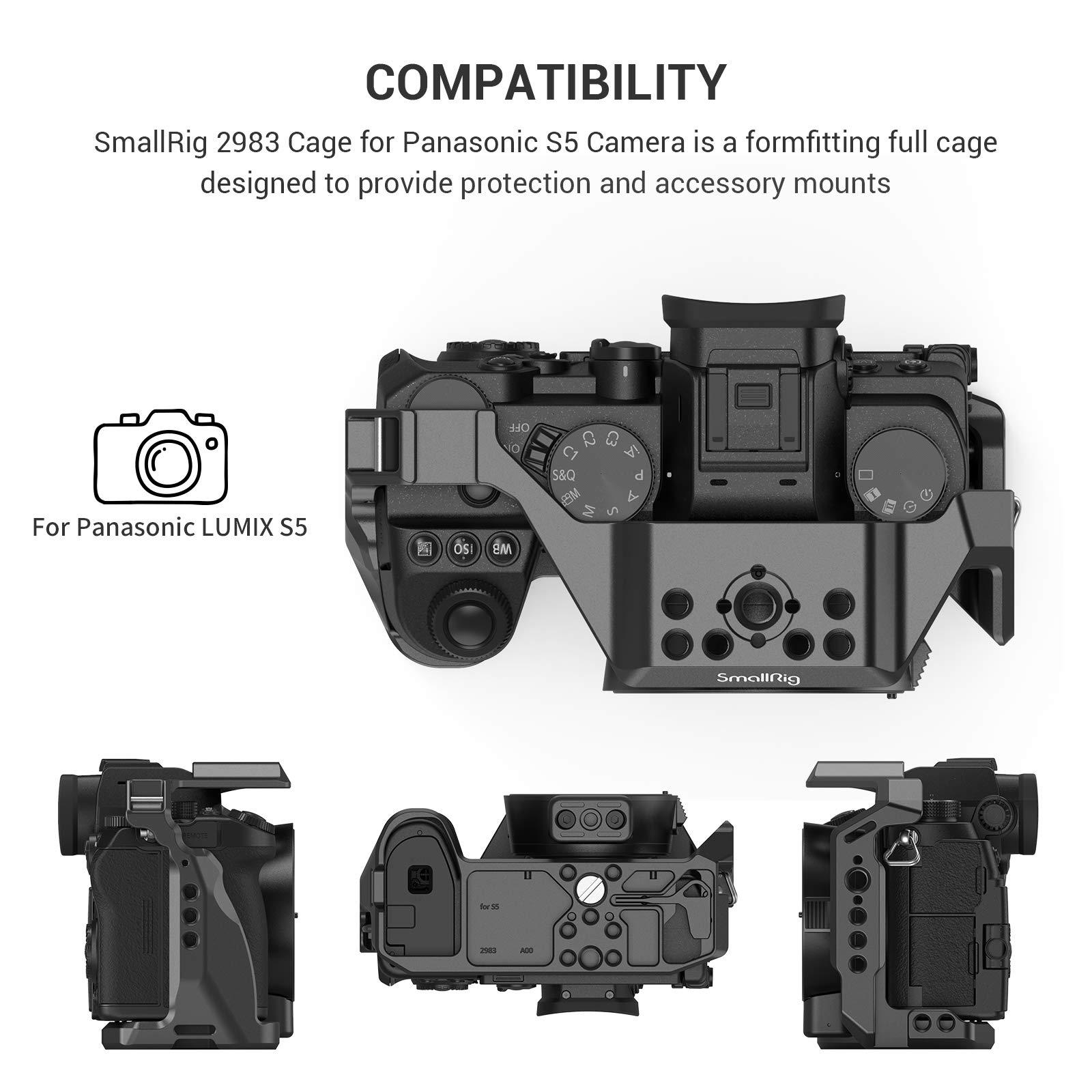 SMALLRIG S5 Cage pour Panasonic S5, Non Compatible avec S5 II - 2983