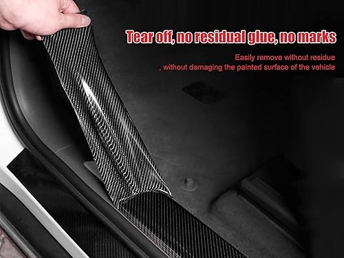 Miniatura 4 de Adhesivo de fibra de carbono 5D para placa de umbral de puerta de automóvil antiarañazos, tiras protectoras antiarañazos, adhesivo para la puerta