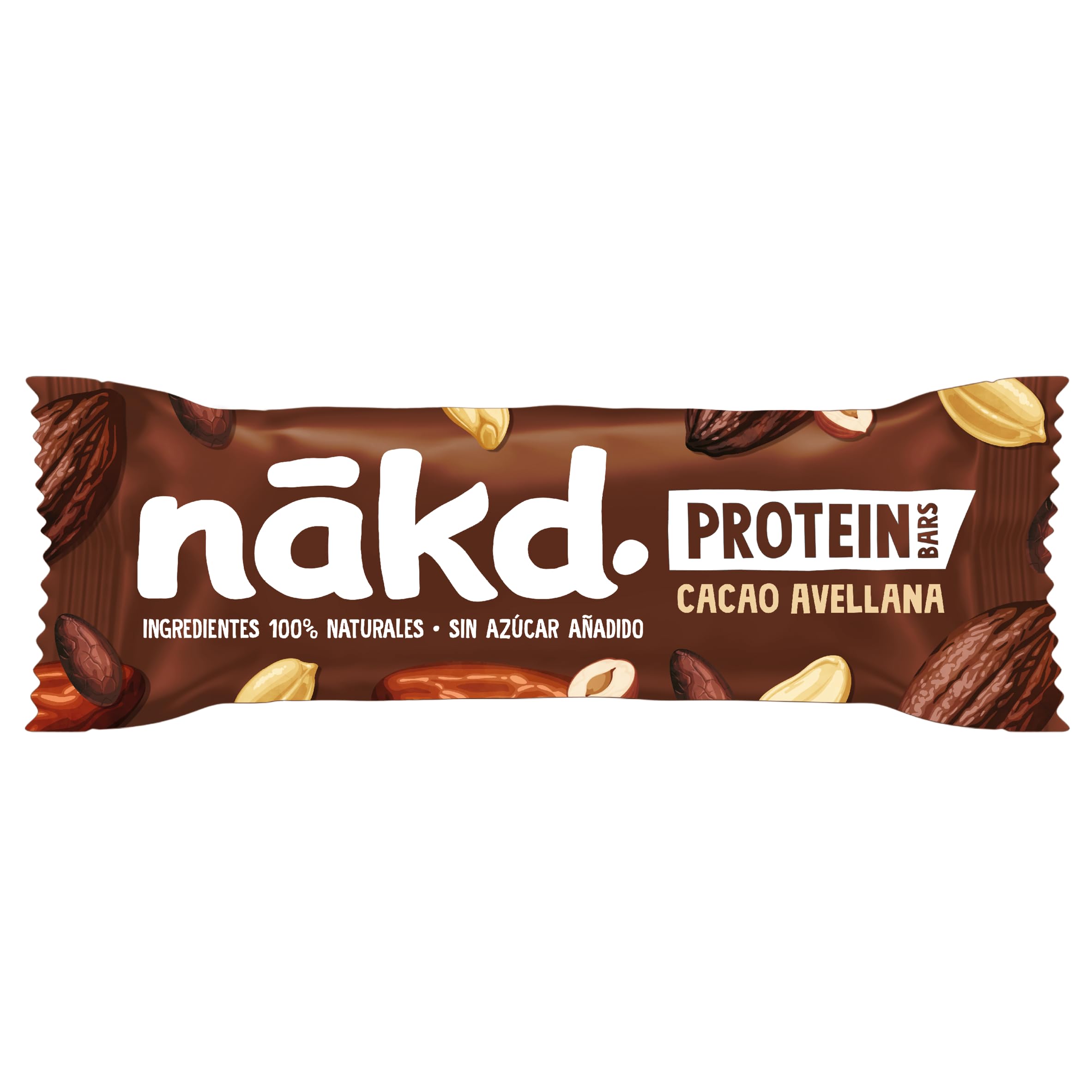 Nākd. Protein Cacao Avellana | Barritas Proteícas | 7g de Proteína de Origen Vegetal |100% Ingredientes Naturales | Sin Azúcar Añadido | Vegano | 16 x 45g | 720g - 3