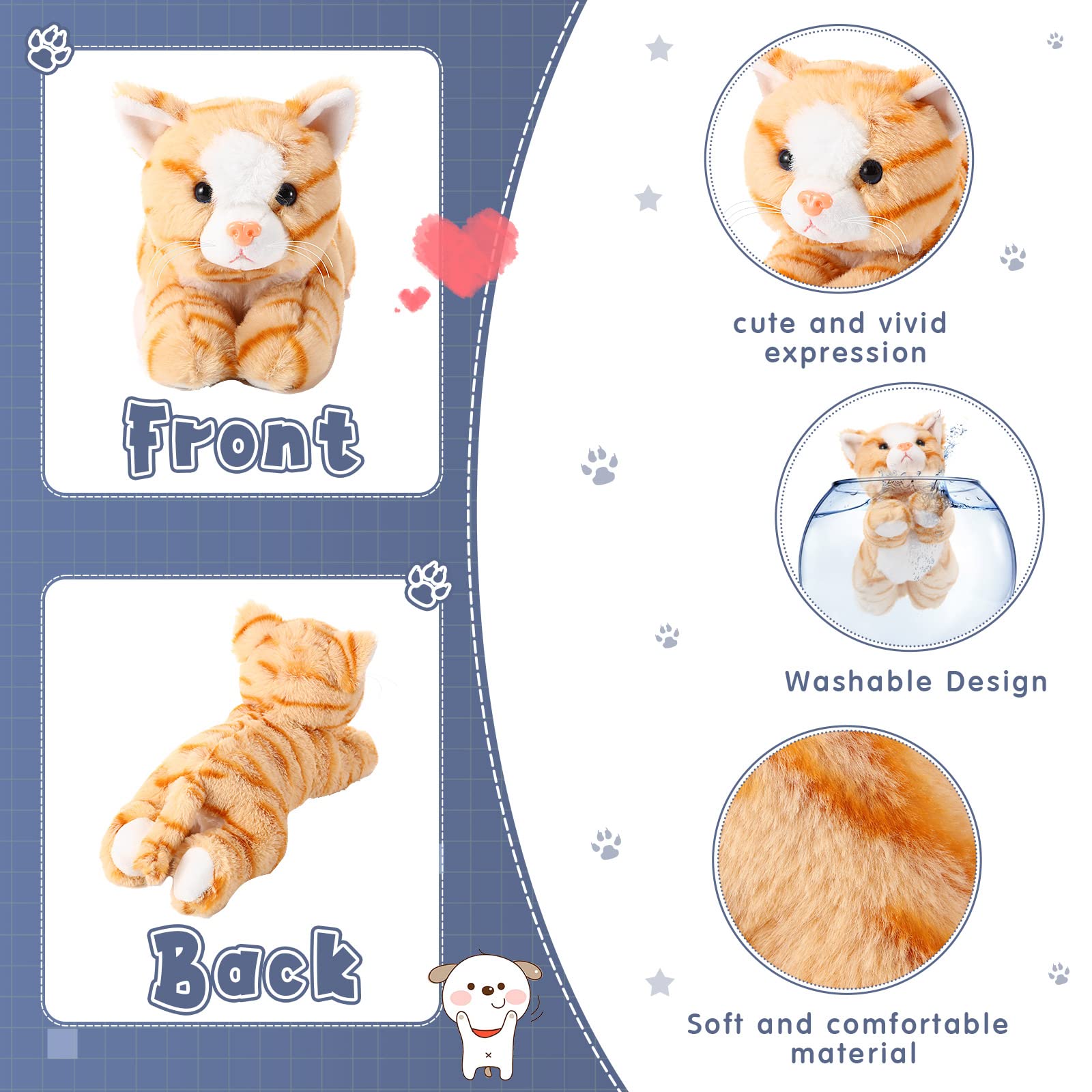 3 Pièces 9 Pouces Chats en Peluche Animaux en Peluche Jouet de Chat Cadeau de Couchage Cadeau d'anniversaire pour Bébé Garçons Filles