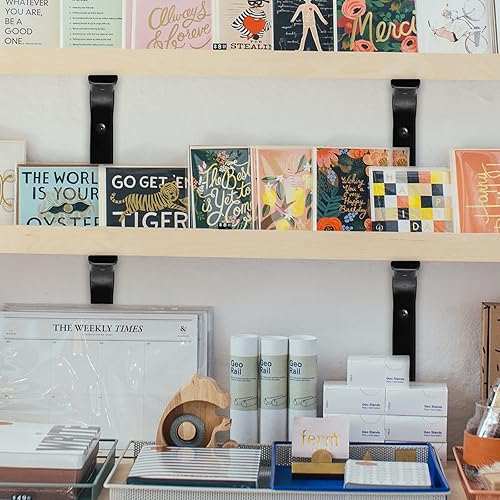 Miniatura 4 de Luomorgo Paquete de 4 soportes de estante resistentes de 4 x 4 pulgadas, soporte decorativo de acero mate negro flotante para estantes de pared de