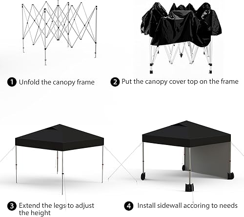Miniatura 4 de Tienda de campaña desplegable de 10 x 10 pies con 1 pared lateral extraíble, toldo comercial instantáneo con parte superior ventilada, bolsa con