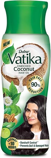 Dabur Vatika Enriched Coconut Hair Oil, 450ml For Strong, Thick & Shiny Hair, Clinically Tested To Reduce 90% Hairfall In 4 Wks, Controls Dandruff, Prevents Dull & Damaged Hair…