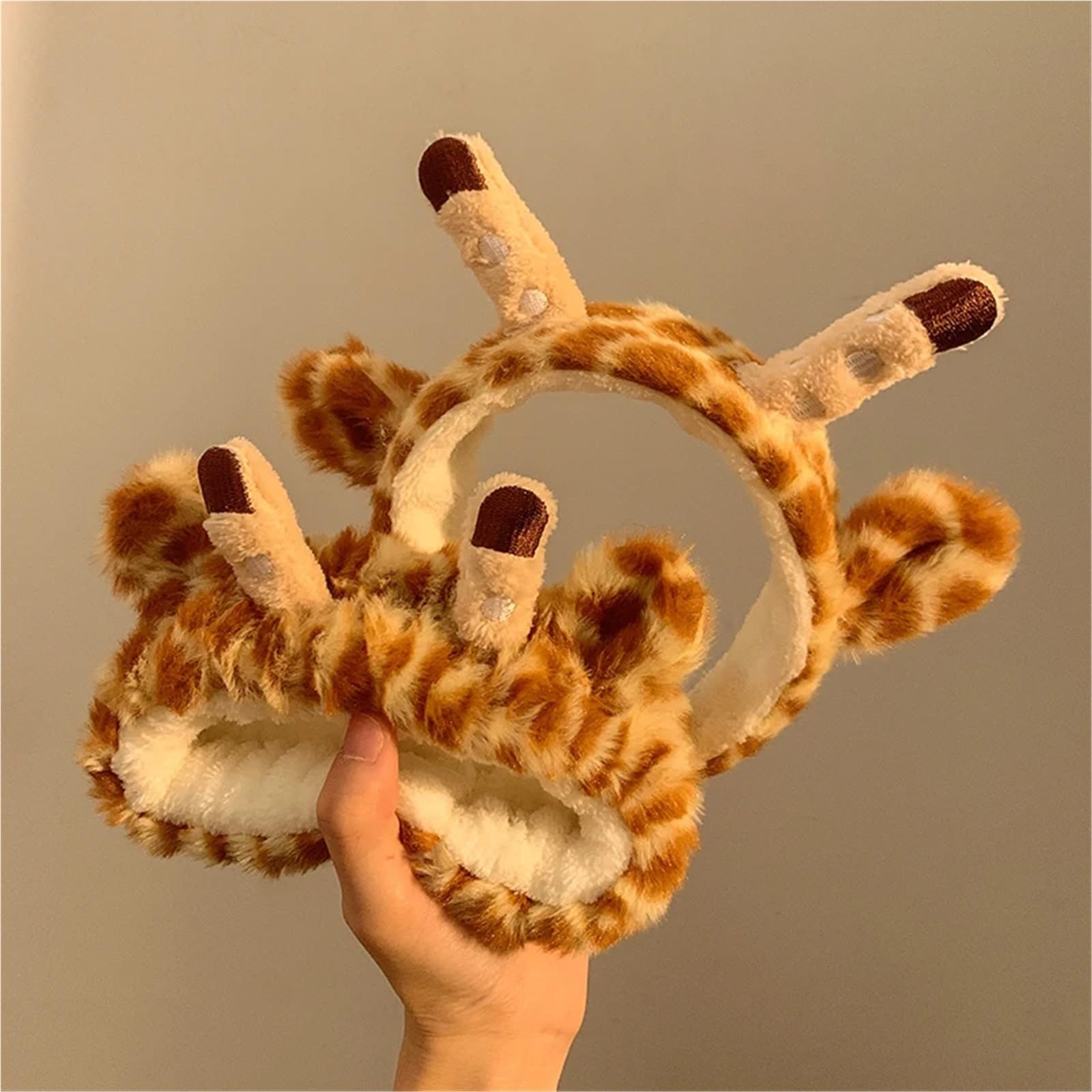 Fascia Capelli Donna Trucco 1Set Cartoon Giraffe Cute Peluche Bagno Fascia Lavaggio Viso Cerchio for capelli Fasce for Polsino for il bagno Rimozione morbida Cura della pelle for le donne
