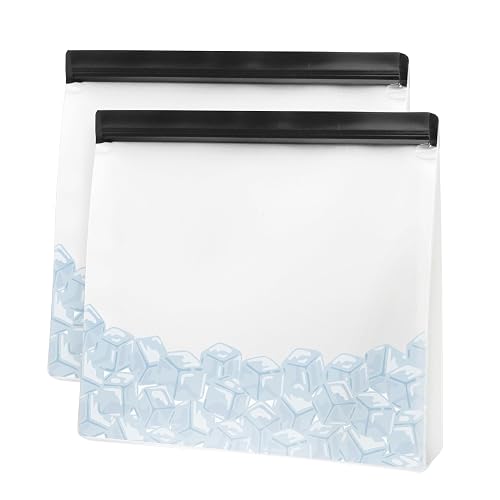 OGGI Reusable Ice Storage Bags - Set of 2, 11x10x2.5' - Ideal Reusable Ice Bag Set, Freezer Bags, Storage Bags, Snack Ba