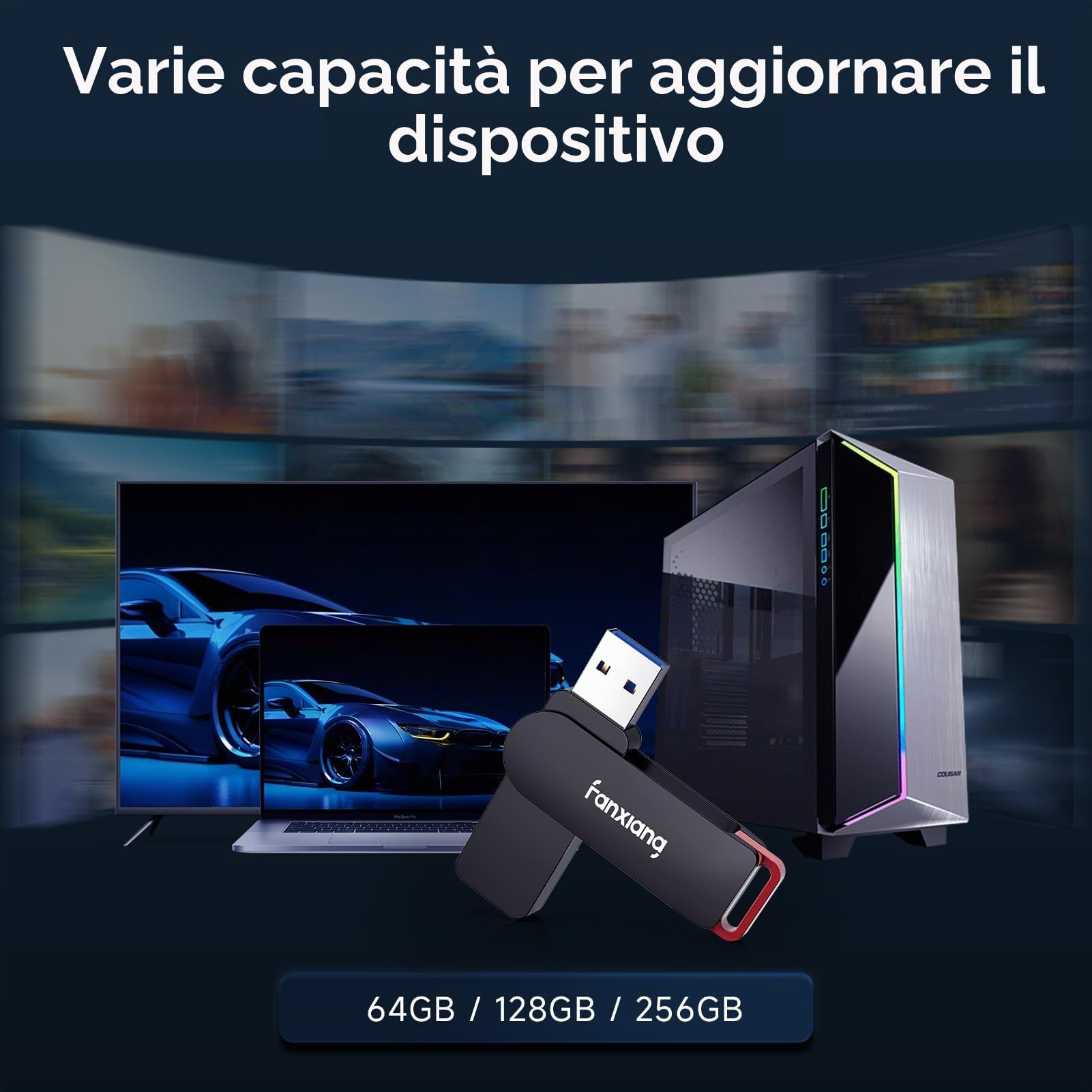 fanxiang Chiavetta USB 3.0 256GB x2 fino a 200 MB/s - Pen Drive USB 3.2 Chiavetta Usb Tipo A per PC, Laptop, Computer, Auto, TV - F309