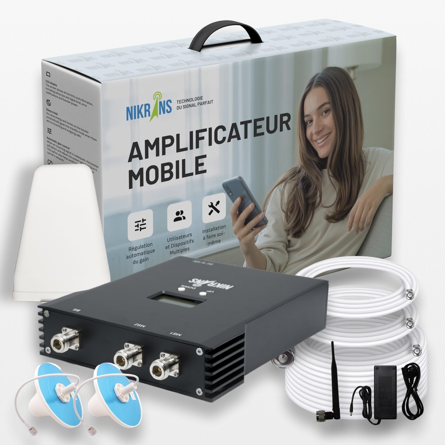 Amplificateur Reseau Mobile pour Bande 1, 3 et 8, Amplificateur 4G/LTE 5G GSM 3G - Couverture Jusqu’à 300 m² - Compatible avec Orange SFR Bouygues Telecom Free etc. - Certifié CE RoHS