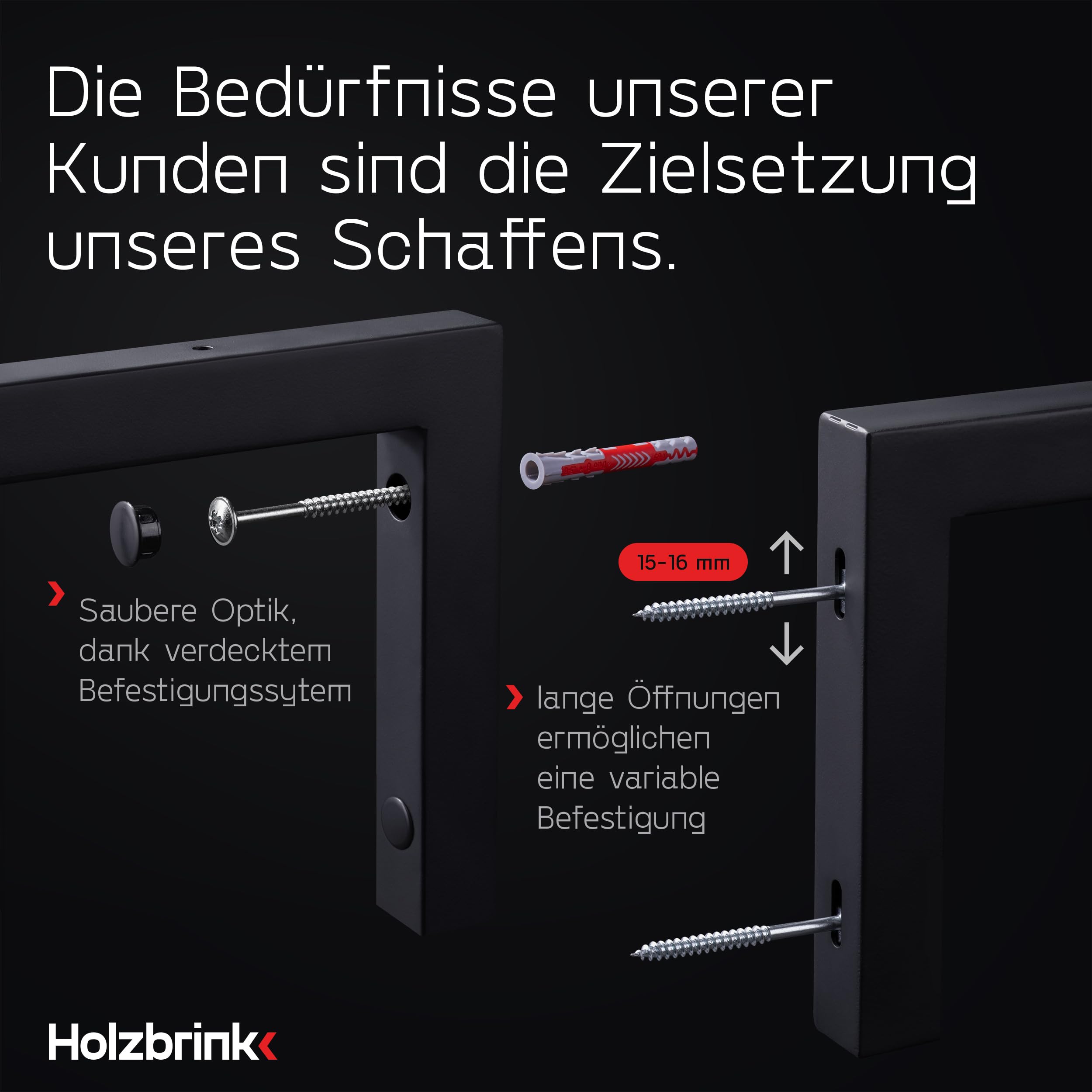 HOLZBRINK 2X Wandkonsole Schwarz für Waschtisch, Design und stabil Waschtischhalterung oder Winkel für Wandregal, Waschbecken Unterbau Wandmontage für waschtischplatte, 350x150 mm