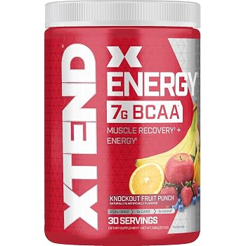 Amazon Com Xtend Energy Bcaa Powder Knockout Fruit Punch 125mg Caffeine Sugar Free Pre Workout Muscle Recovery Drink With Amino Acids 7g Bcaas For Men Women 30 Servings