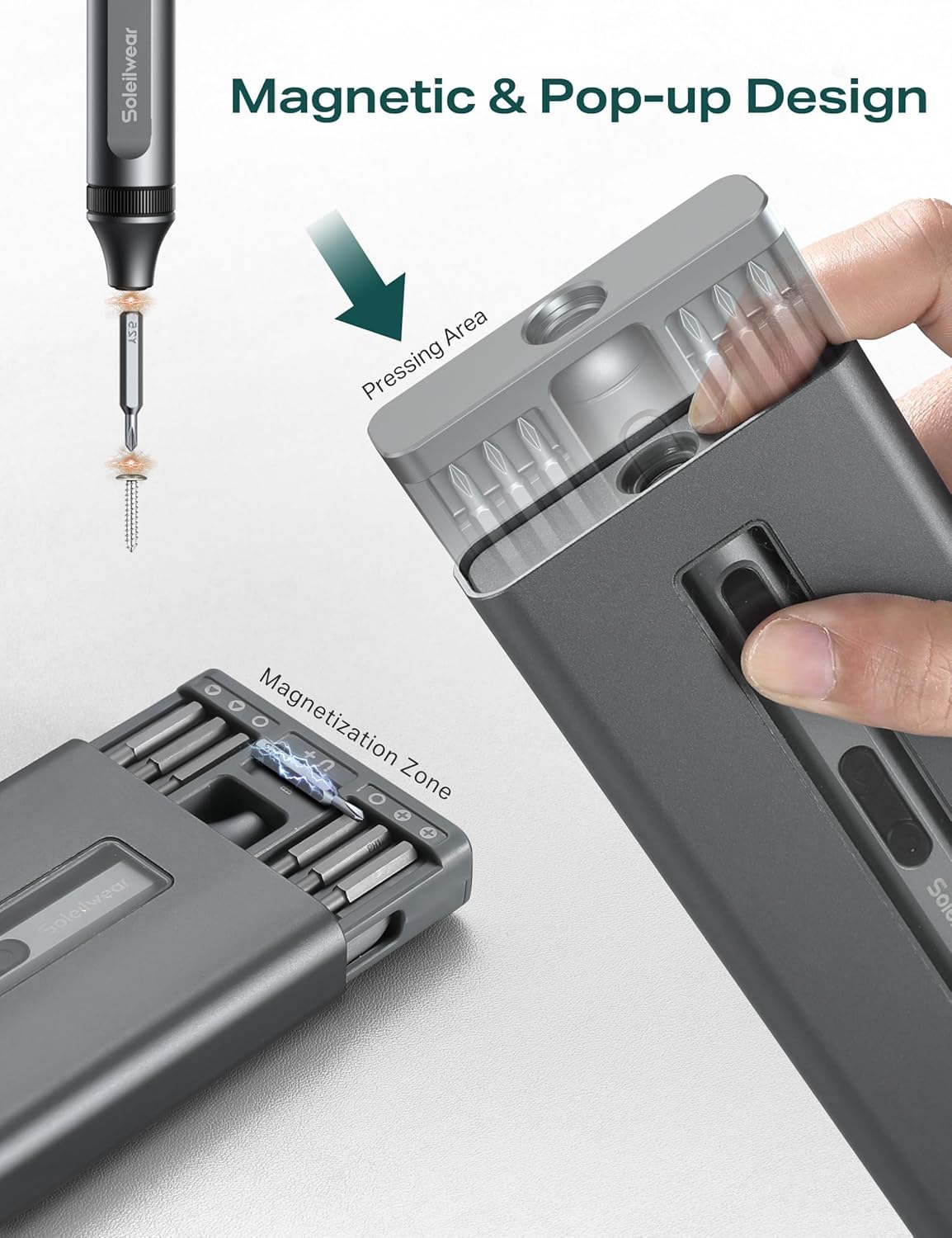 Juego de mini destornilladores eléctricos, 52 en 1, destornillador eléctrico de precisión inalámbrico con 48 puntas magnéticas, kit de herramientas de reparación con pinzas y barra de palanca