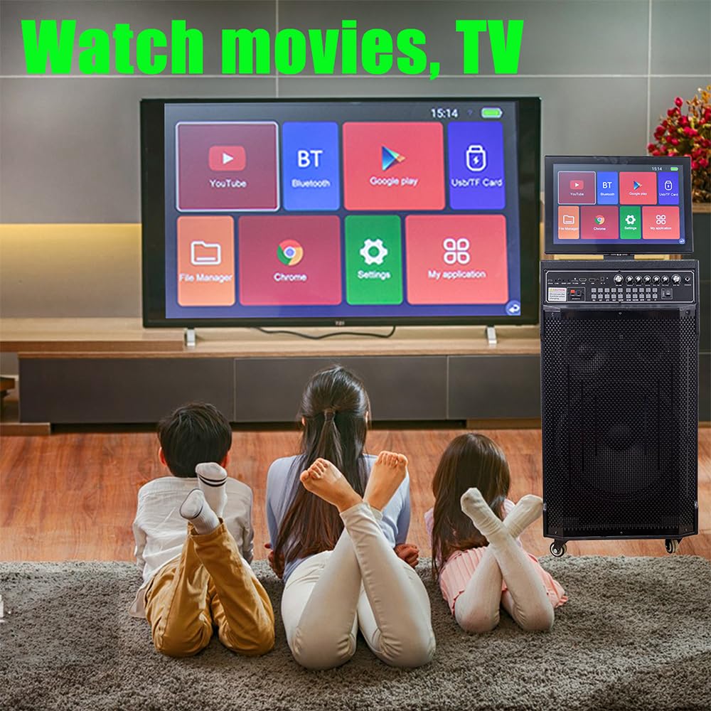 Altoparlante portatile per karaoke da 14,1 pollici touch rotante ad alta definizione da 12 pollici per canto online, guardare la TV, film, streaming live altoparlante portatile Bluetooth set macchina
